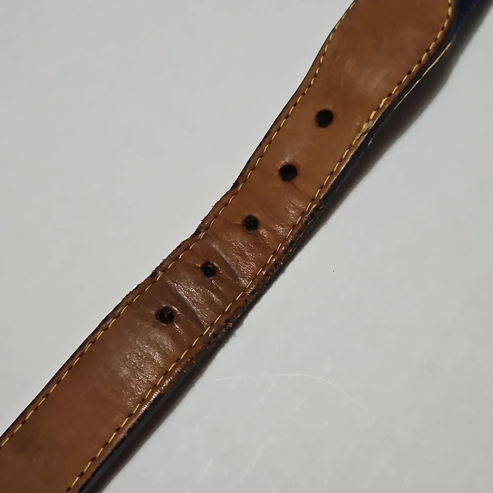 Zeppelin Brown Leather & Blue Belt with Nautical Flags Brass Buckle Size 44